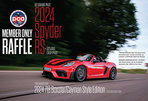 Enter the Fall 2023 Member Raffle for a chance to win a Porsche 718 Spyder RS!