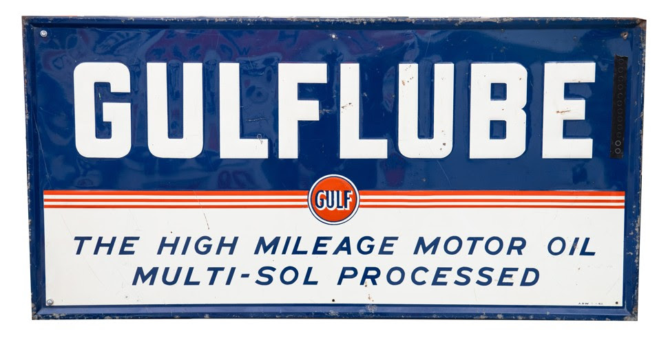 246 - 1948 Gulf Lube Single-Sided Embossed Tin Sign