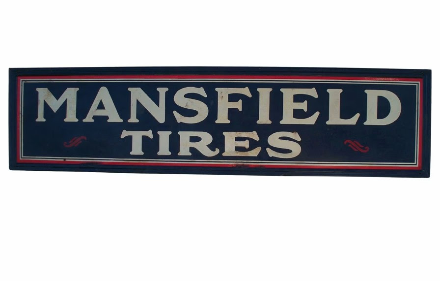 Lot 314 - - 1970s Mansfield Tires Single-Sided Framed Tin Sign